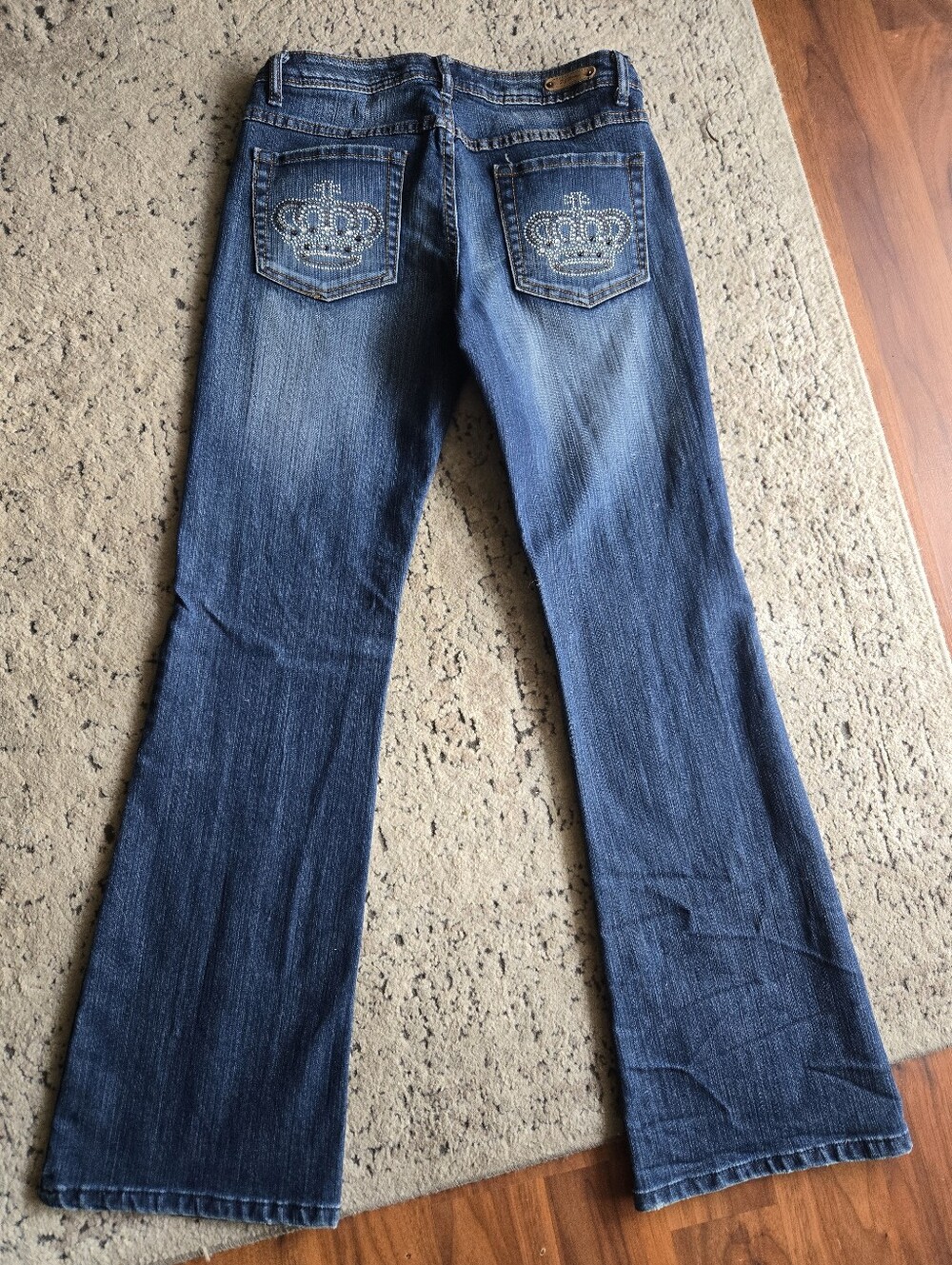 Y2k Rhinestone Crown Jeans